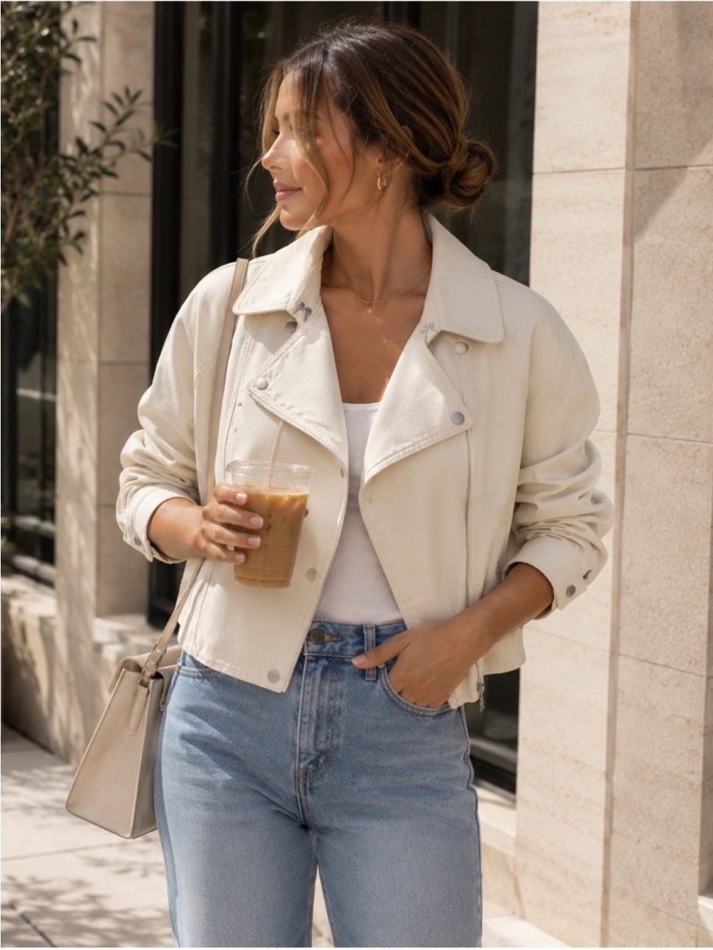 Universal Thread Cream Cropped Utility Jacket Size Large NWT